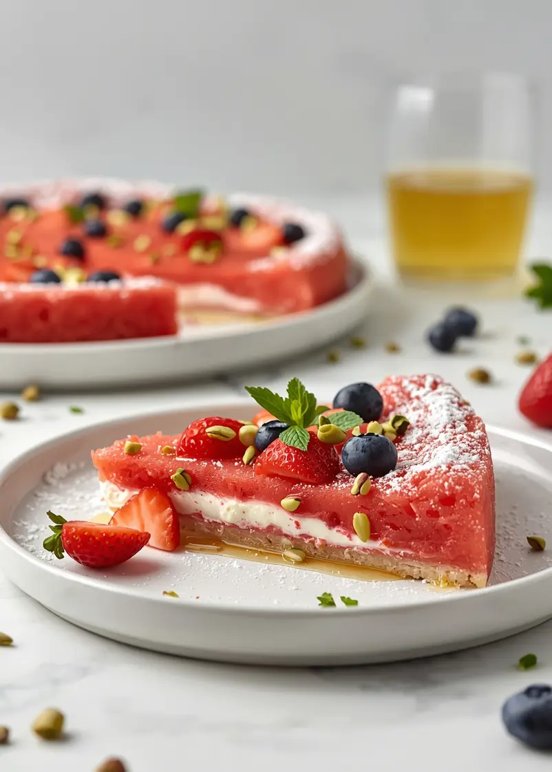 4th of july watermelon pizza crowd ready to serve