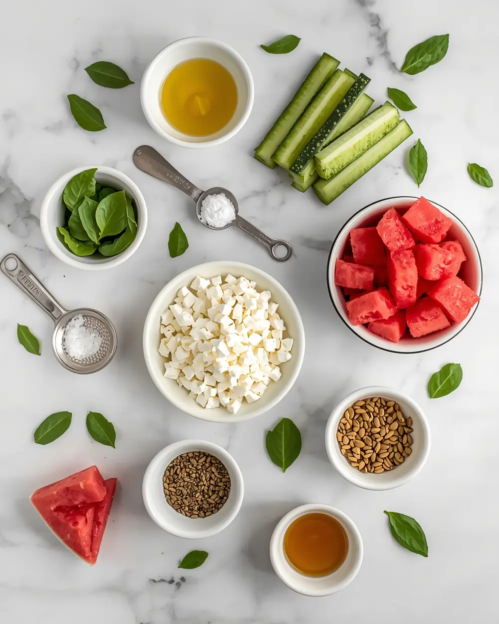 Ingredients for 4th of july watermelon salad crowd