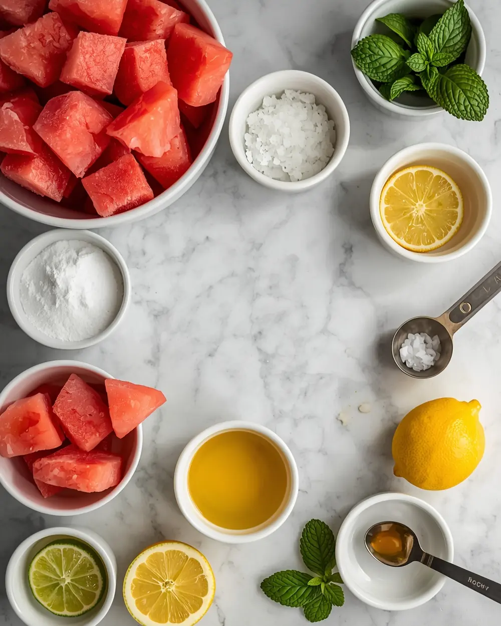 Ingredients for 4th of july watermelon slushie crowd