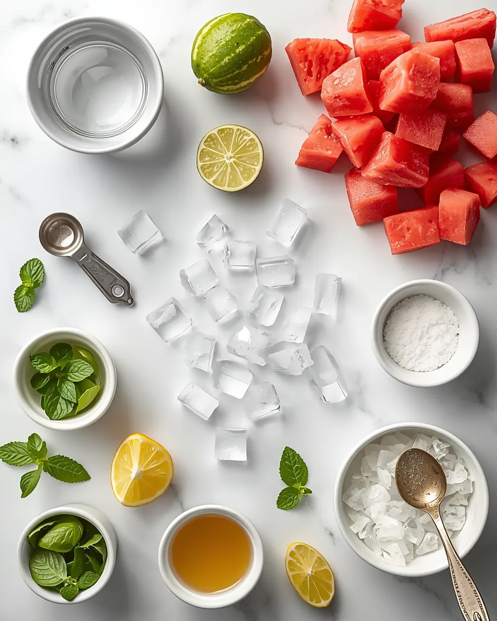 Ingredients for 4th of july watermelon slushie crowd