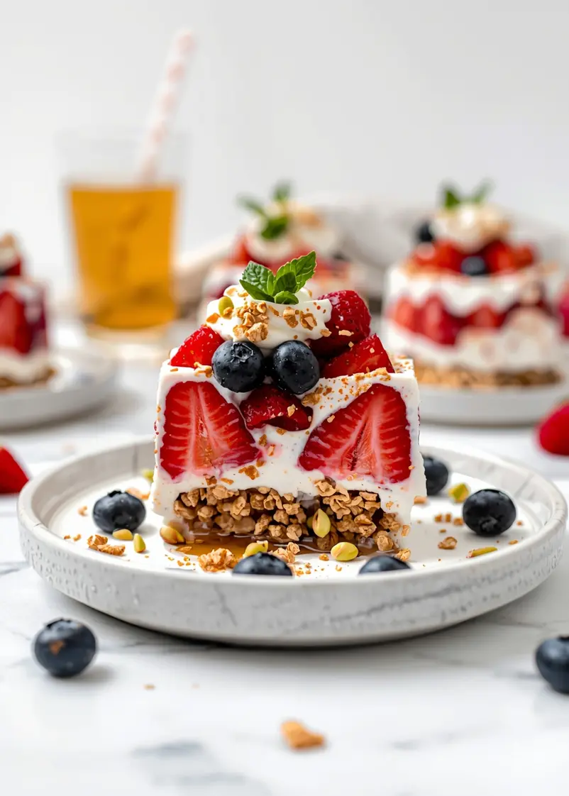 4th of july yogurt parfaits crowd ready to serve