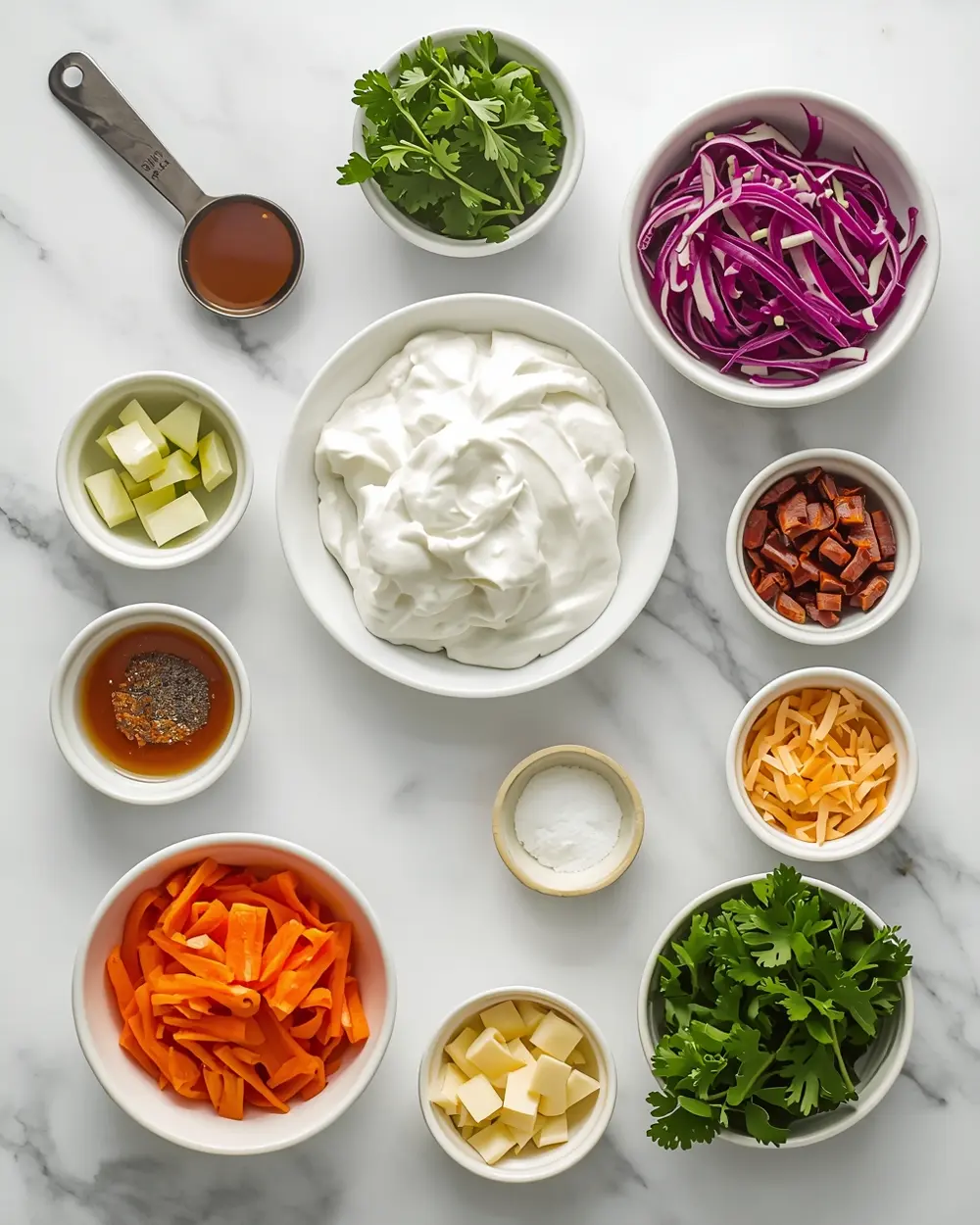 Ingredients for BBQ coleslaw crowd summer