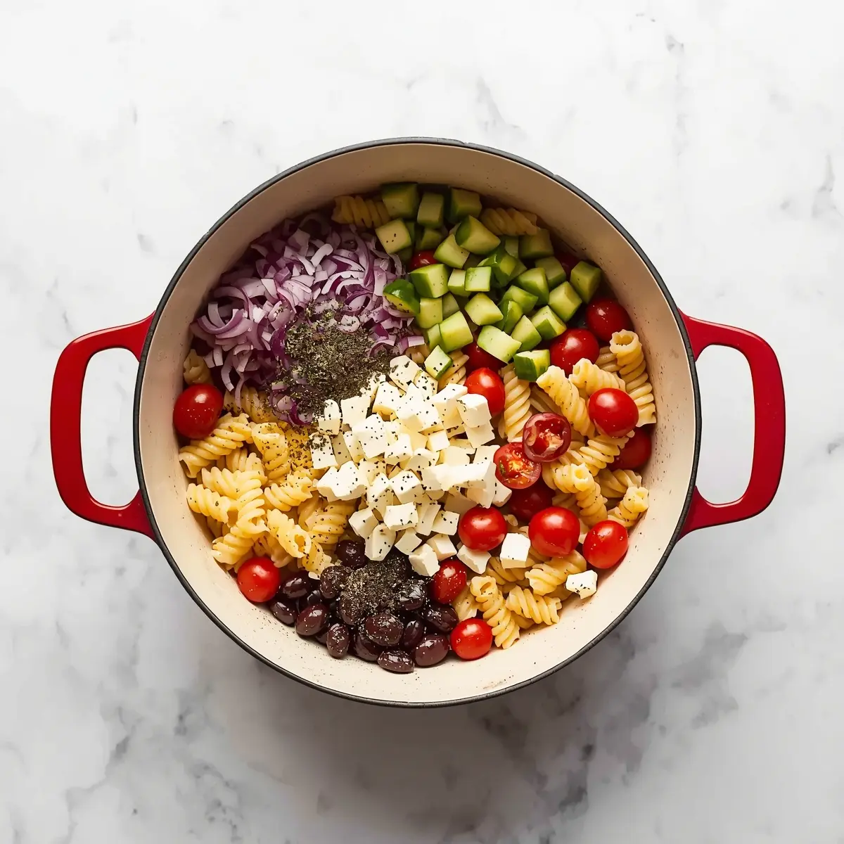 Cooking instructions for Greek pasta salad crowd summer