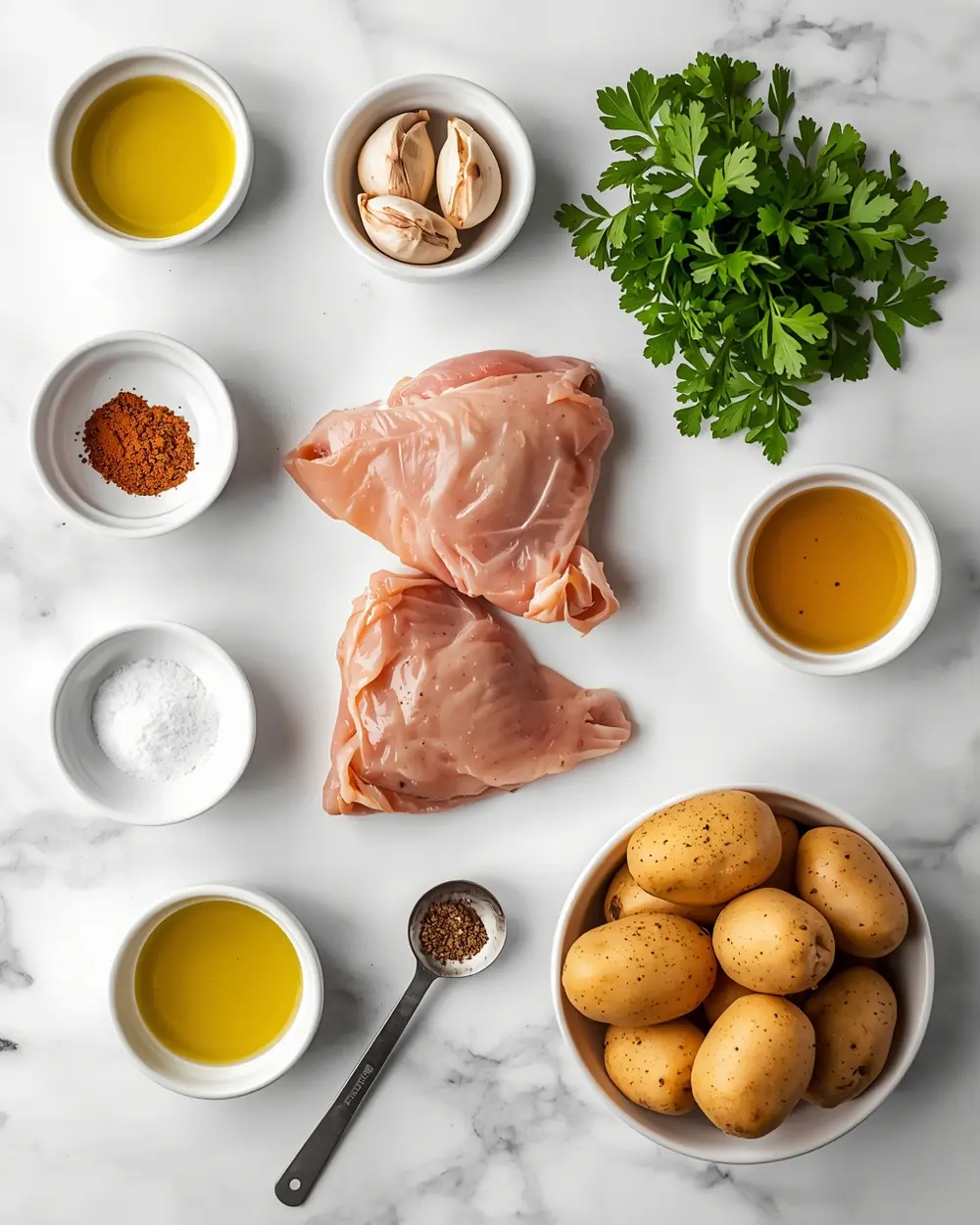 Ingredients for baked chicken thighs crowd summer