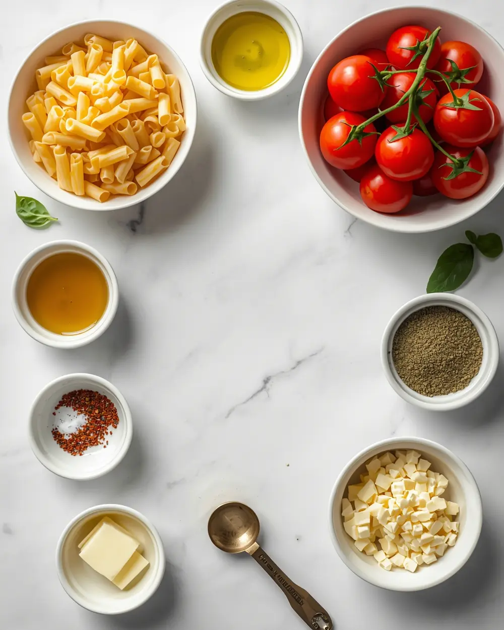 Ingredients for baked feta pasta crowd summer