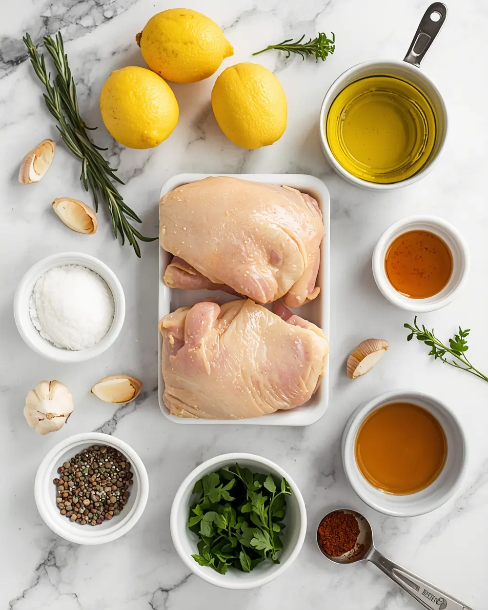 Ingredients for baked lemon herb chicken crowd summer