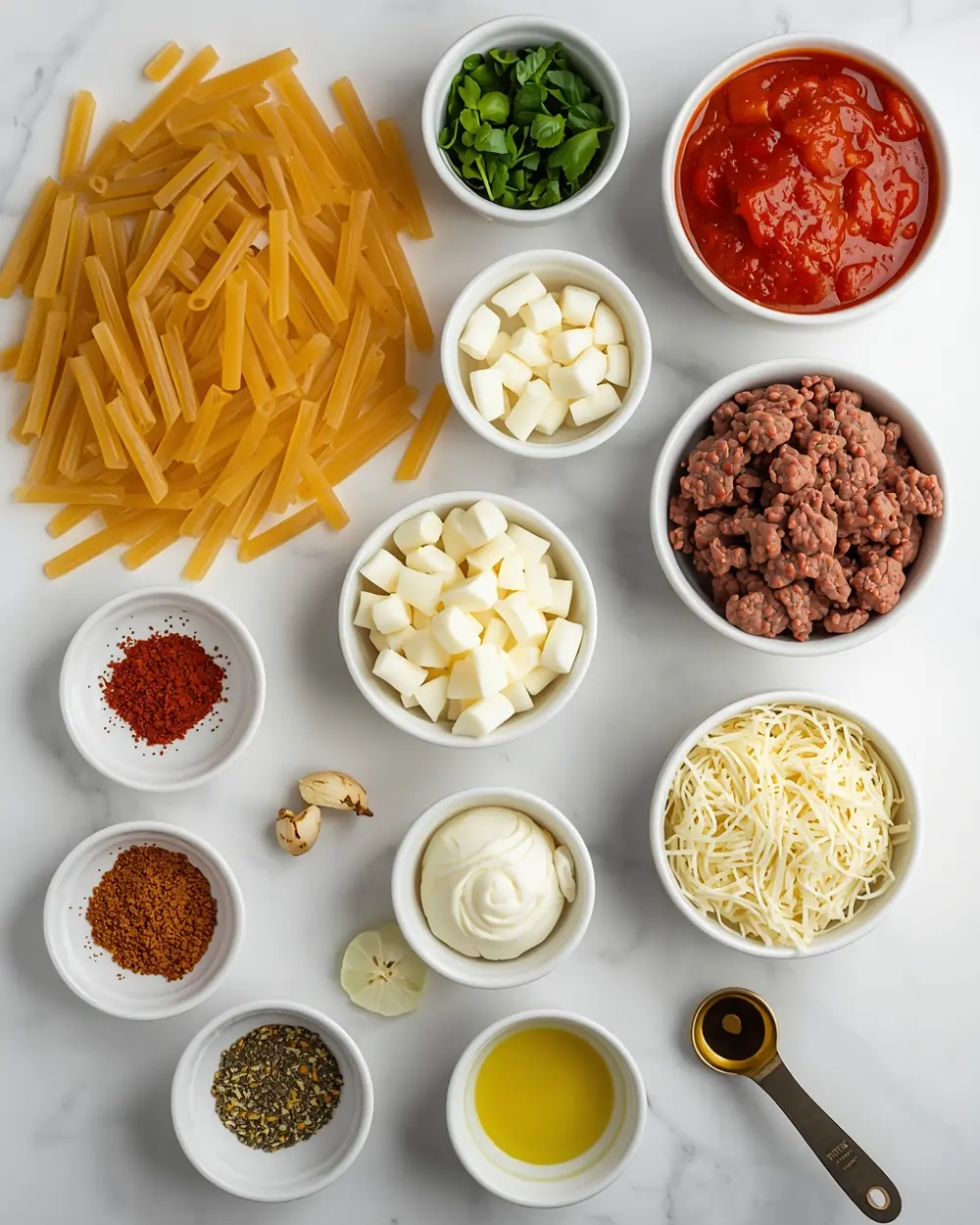 Ingredients for baked ziti crowd summer