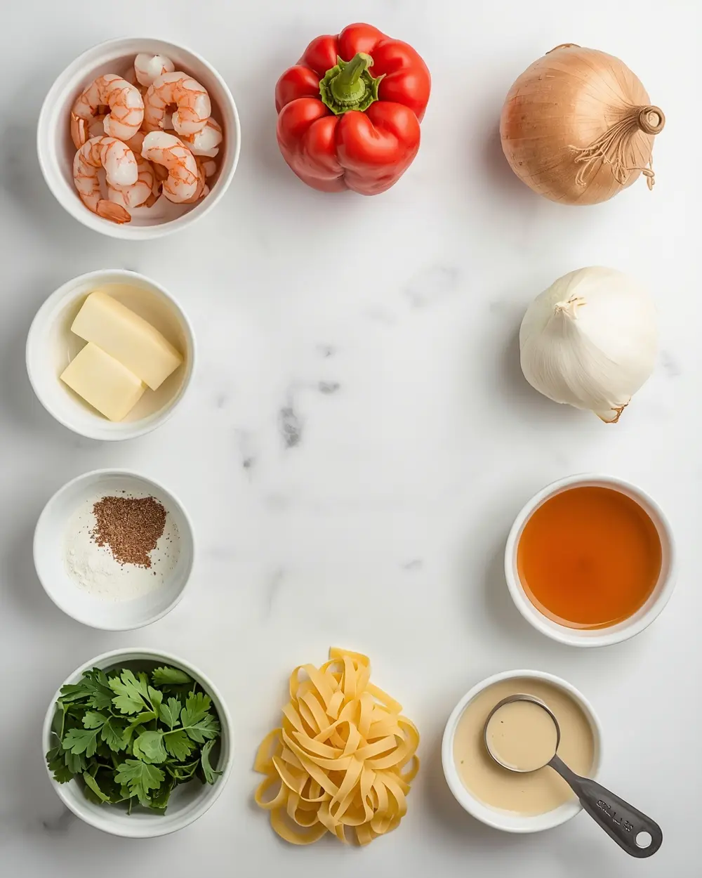 Ingredients for cajun shrimp pasta crowd summer