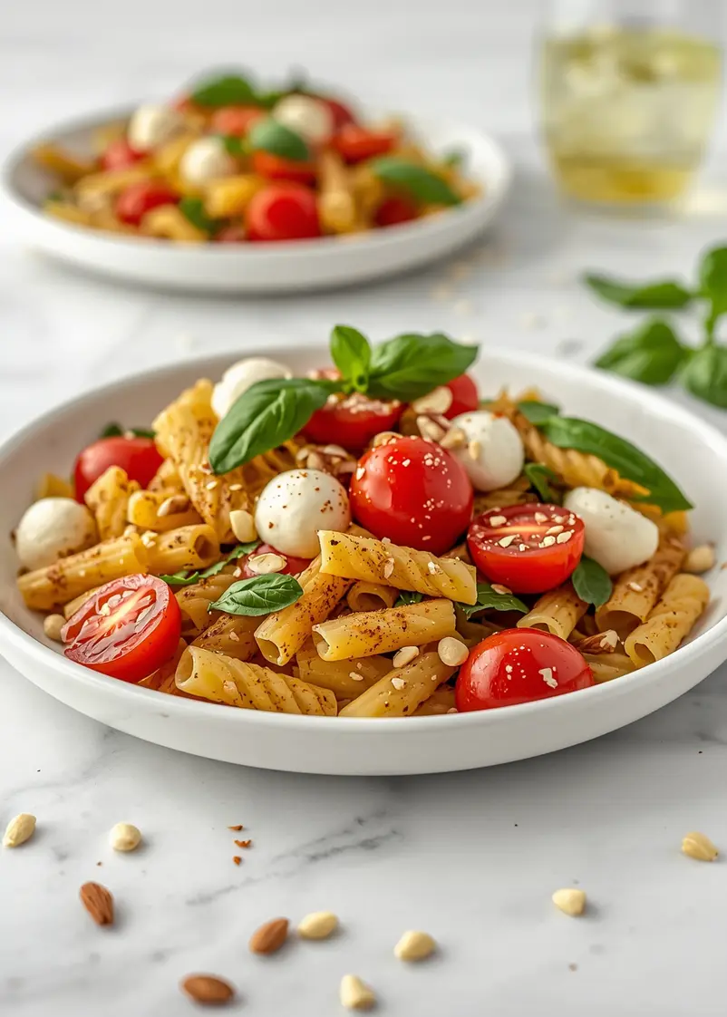 caprese pasta salad crowd summer ready to serve