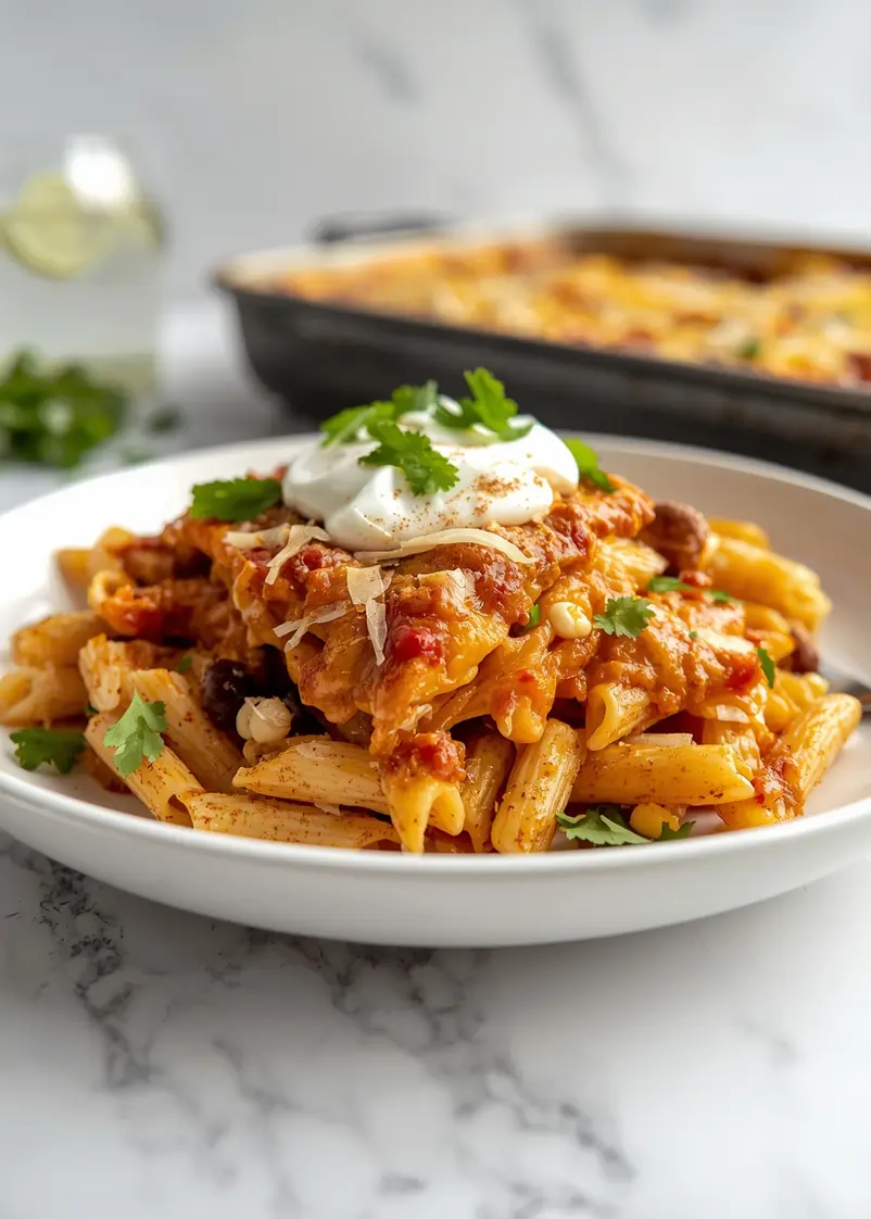 chicken enchilada pasta crowd summer ready to serve