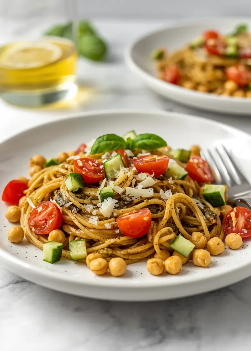 cold pesto pasta crowd summer ready to serve