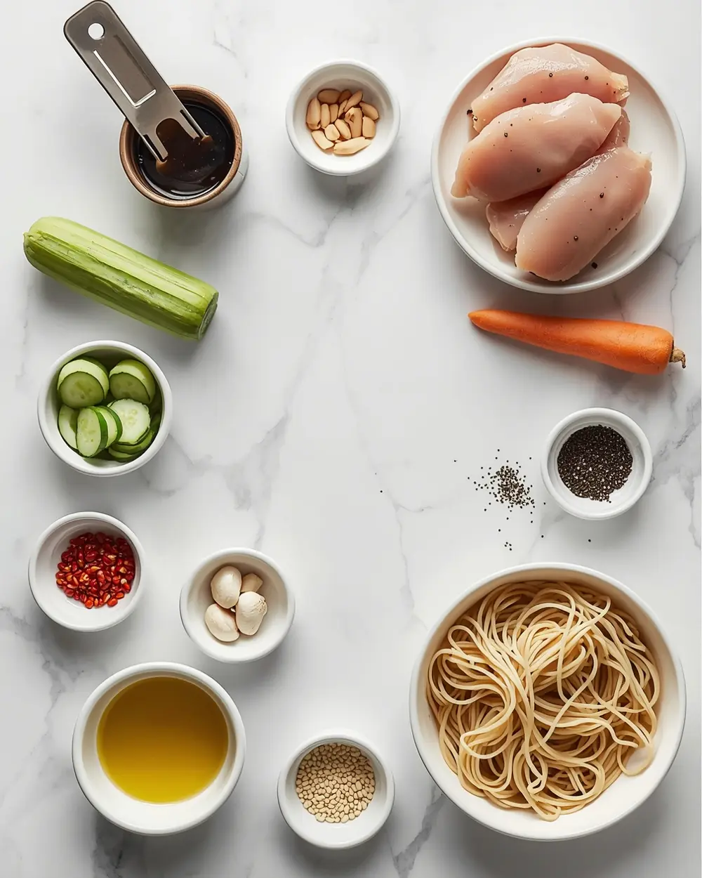 Ingredients for cold sesame noodles chicken crowd