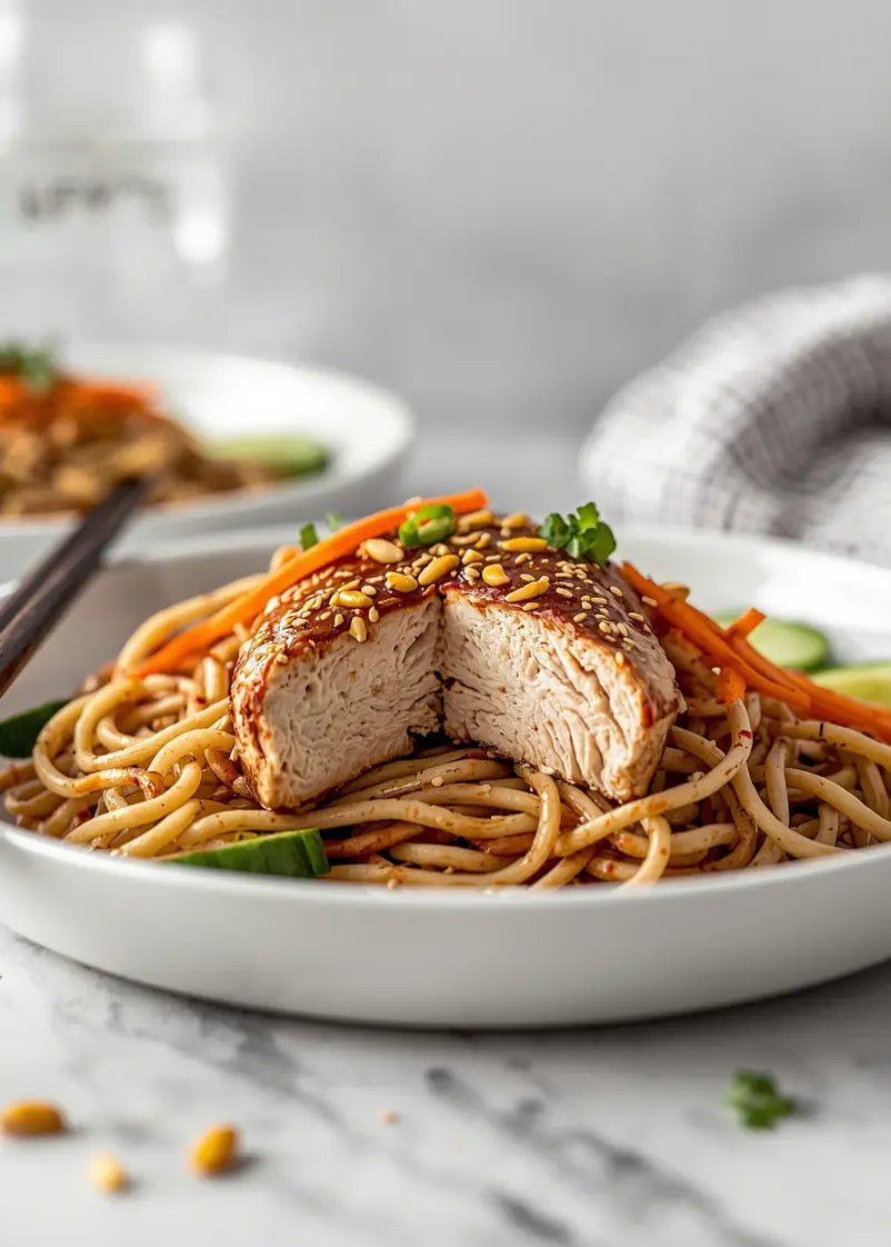 cold sesame noodles chicken crowd ready to serve