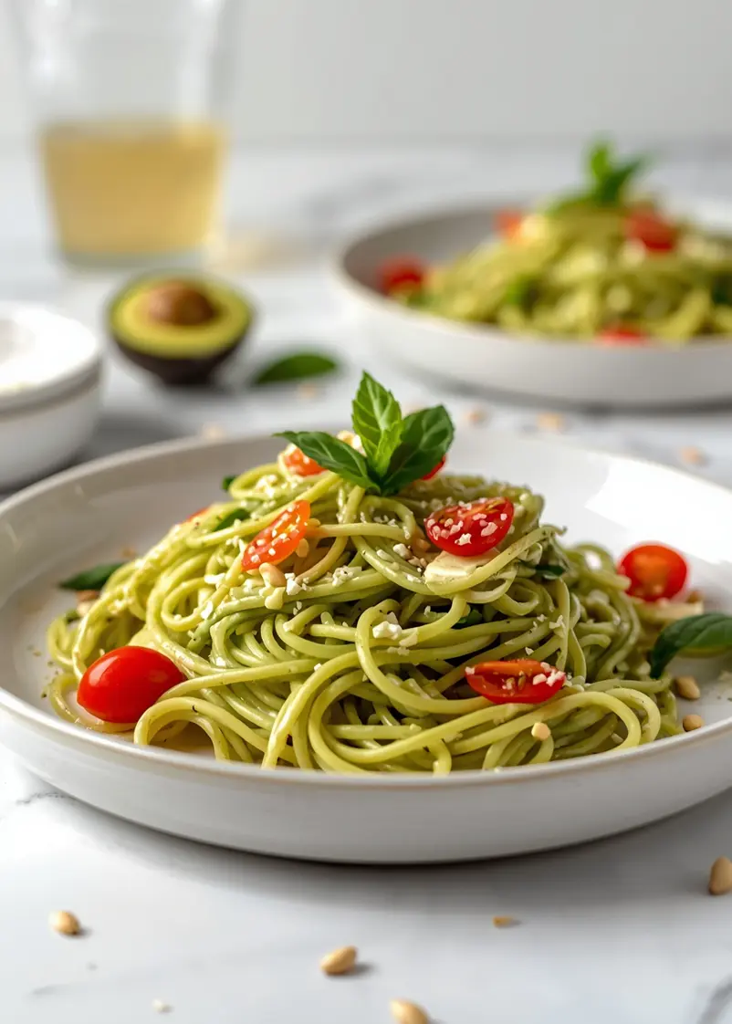 creamy avocado pasta crowd summer ready to serve