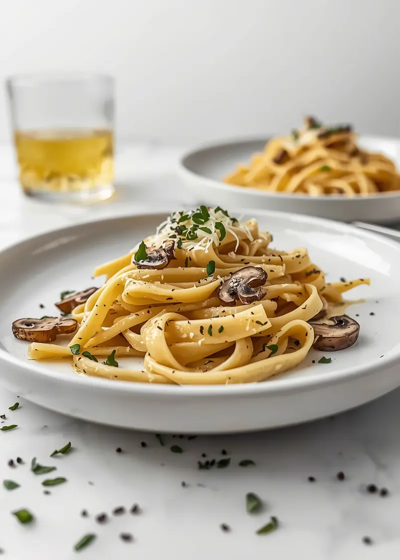 creamy mushroom pasta crowd summer ready to serve