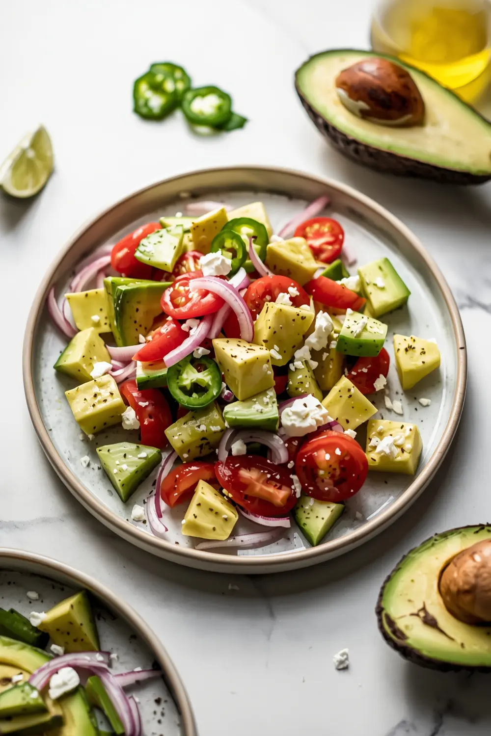 cucumber tomato avocado salad crowd
