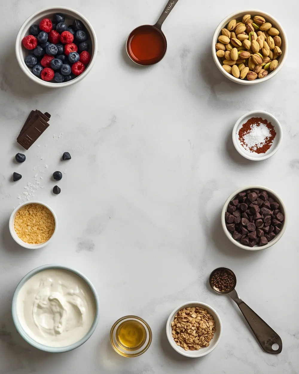 Ingredients for frozen yogurt bark crowd summer