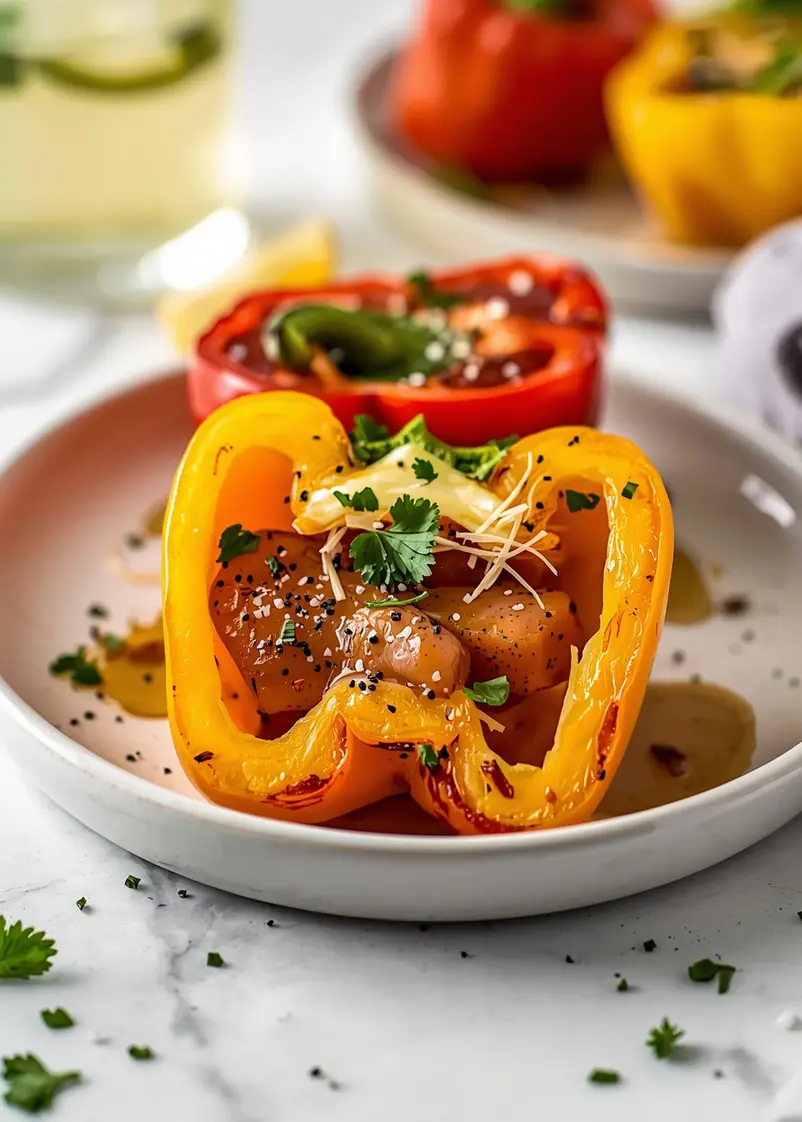 grilled bell peppers crowd summer ready to serve