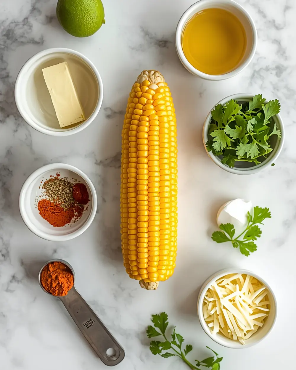 Ingredients for grilled corn on the cob crowd