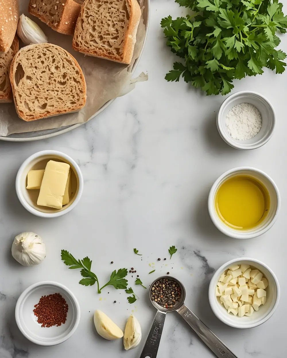 Ingredients for grilled garlic bread crowd summer