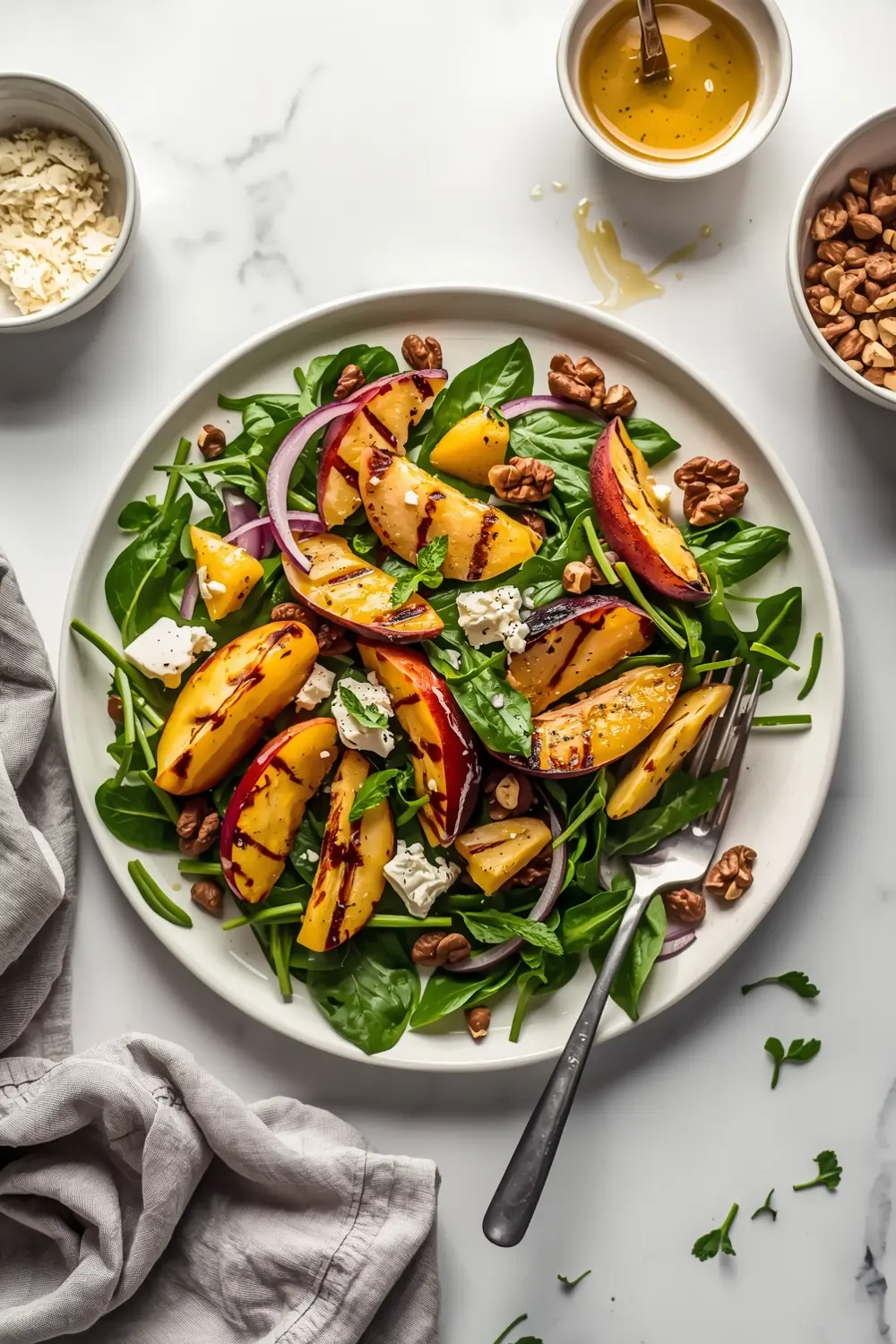 grilled peach salad crowd summer