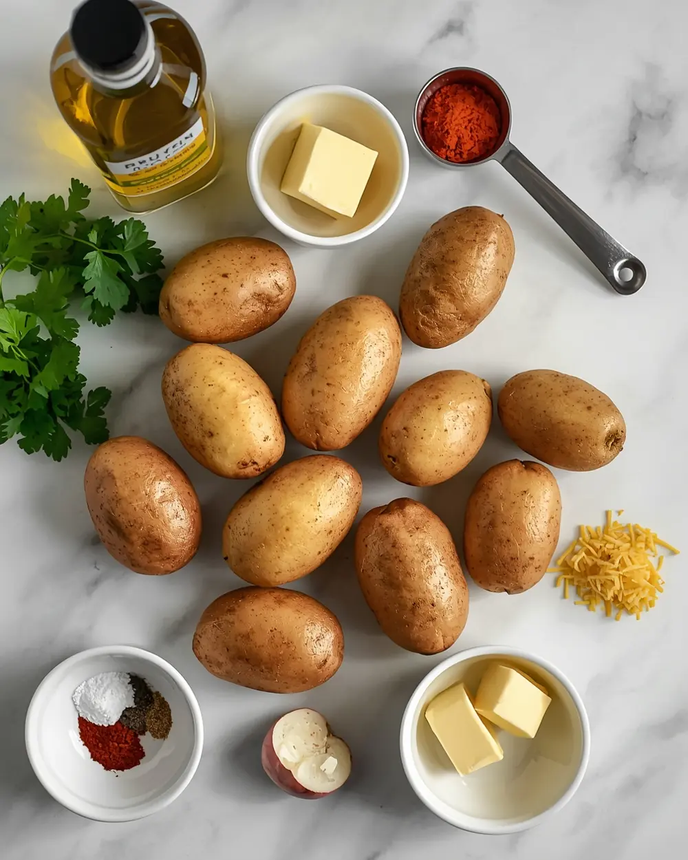Ingredients for grilled potato wedges crowd summer