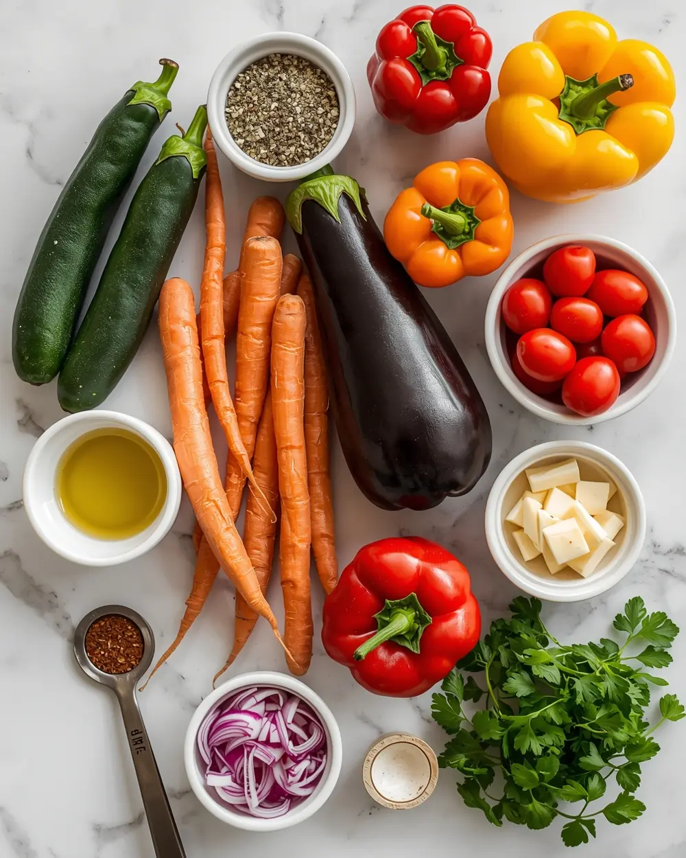 Ingredients for grilled vegetable platter crowd summer