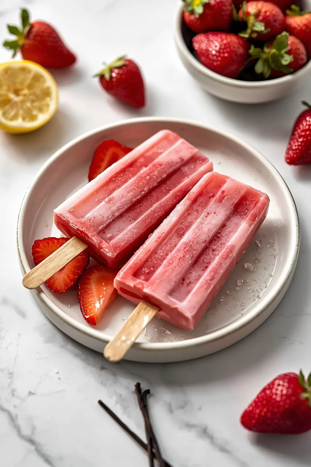 homemade strawberry popsicles crowd