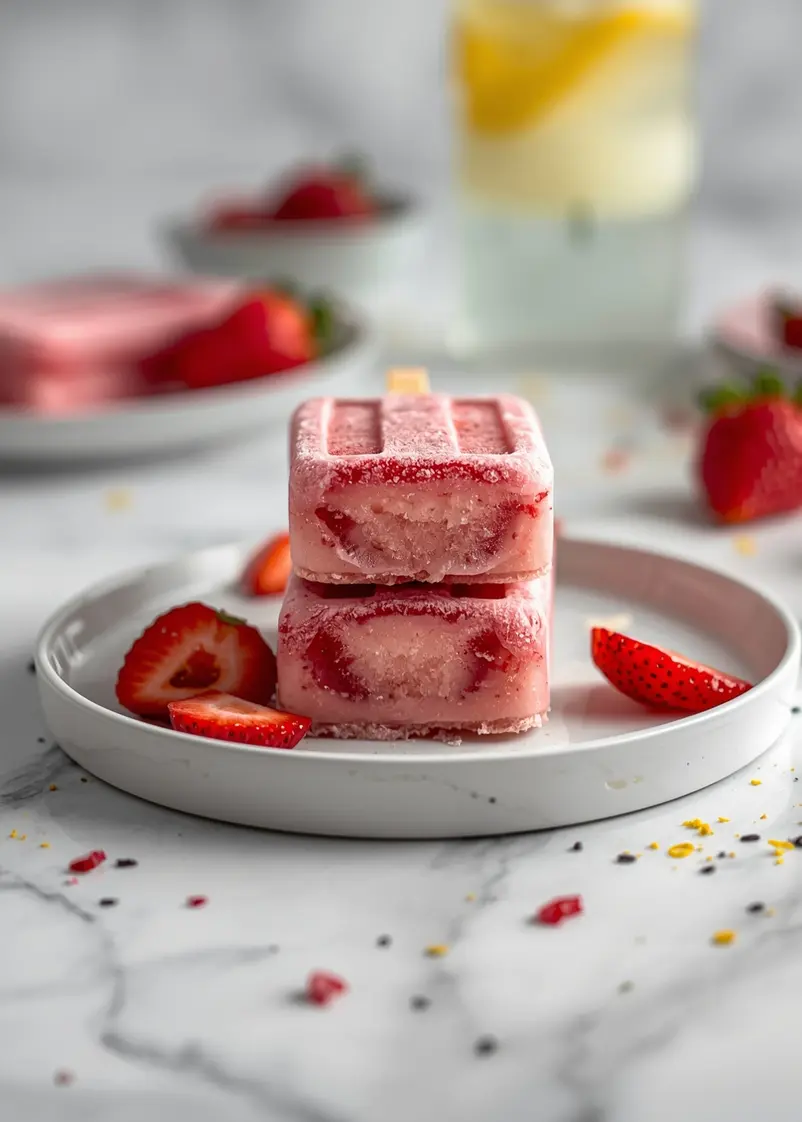 homemade strawberry popsicles crowd ready to serve