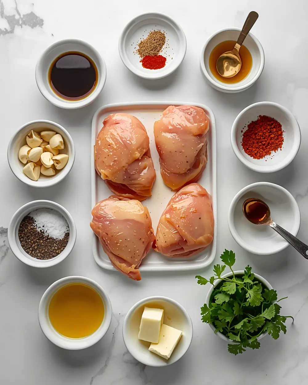 Ingredients for honey garlic grilled chicken crowd