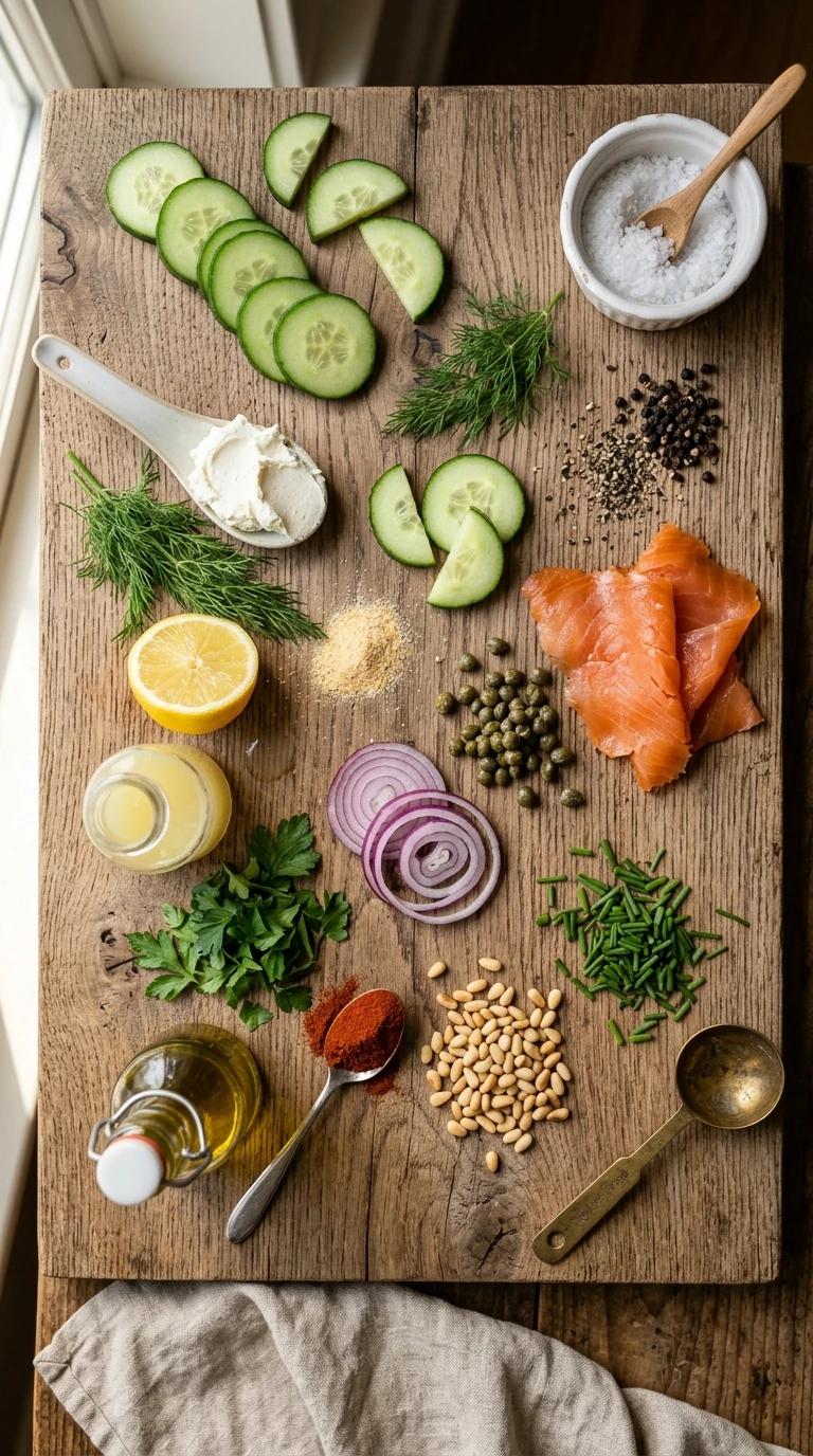 Ingredients for summer cucumber bites crowd