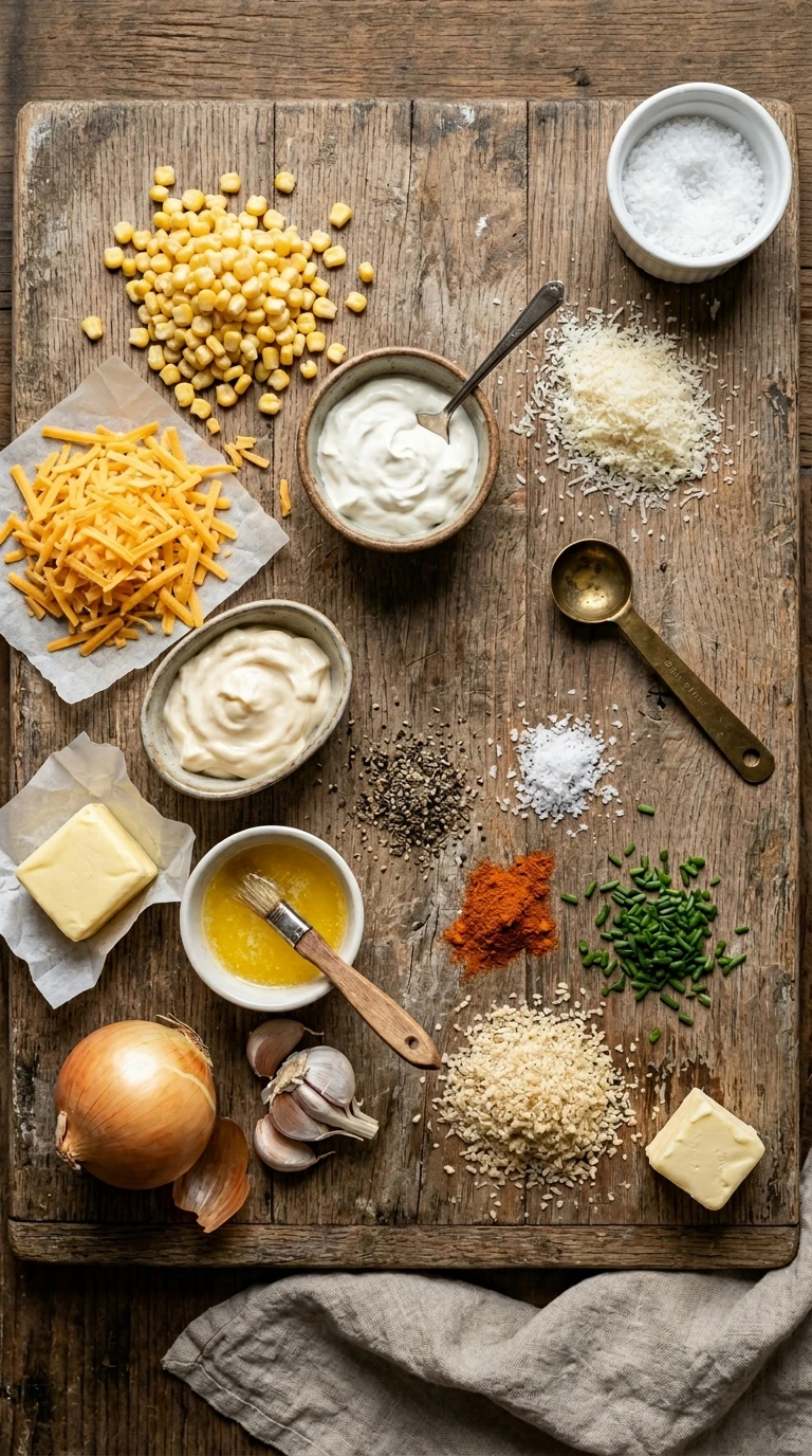 Ingredients for summer potluck corn casserole crowd