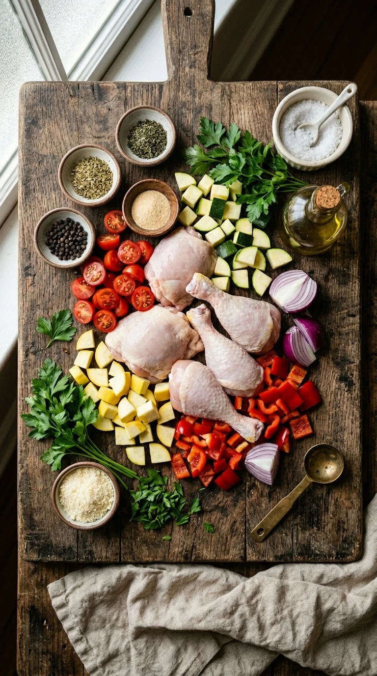 Ingredients for summer potluck sheet pan dinner crowd