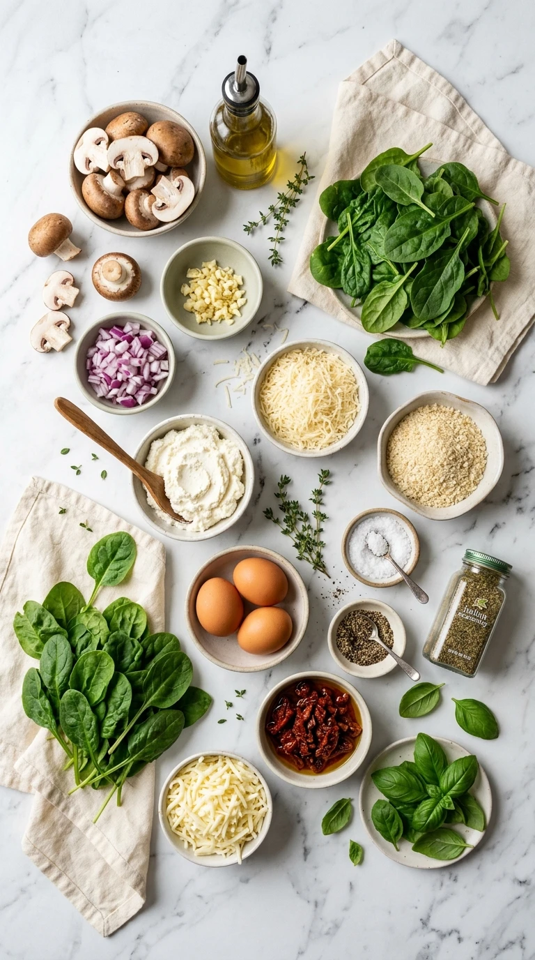 Ingredients for summer stuffed mushrooms crowd