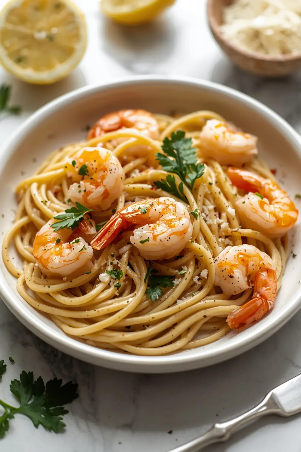 lemon garlic shrimp pasta crowd summer