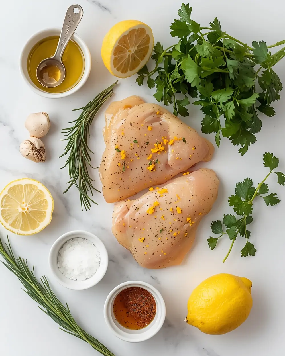 Ingredients for lemon herb grilled chicken crowd recipe