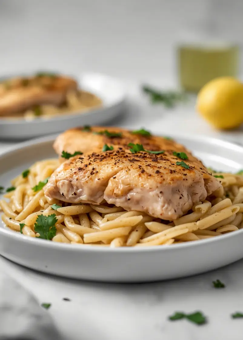 one pan lemon chicken orzo crowd ready to serve
