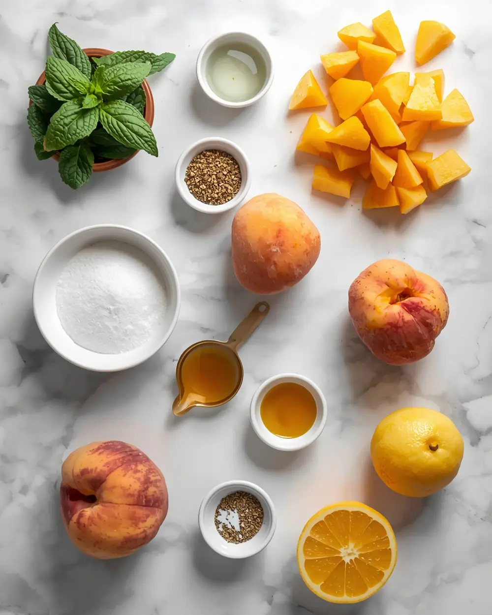 Ingredients for peach sorbet crowd summer