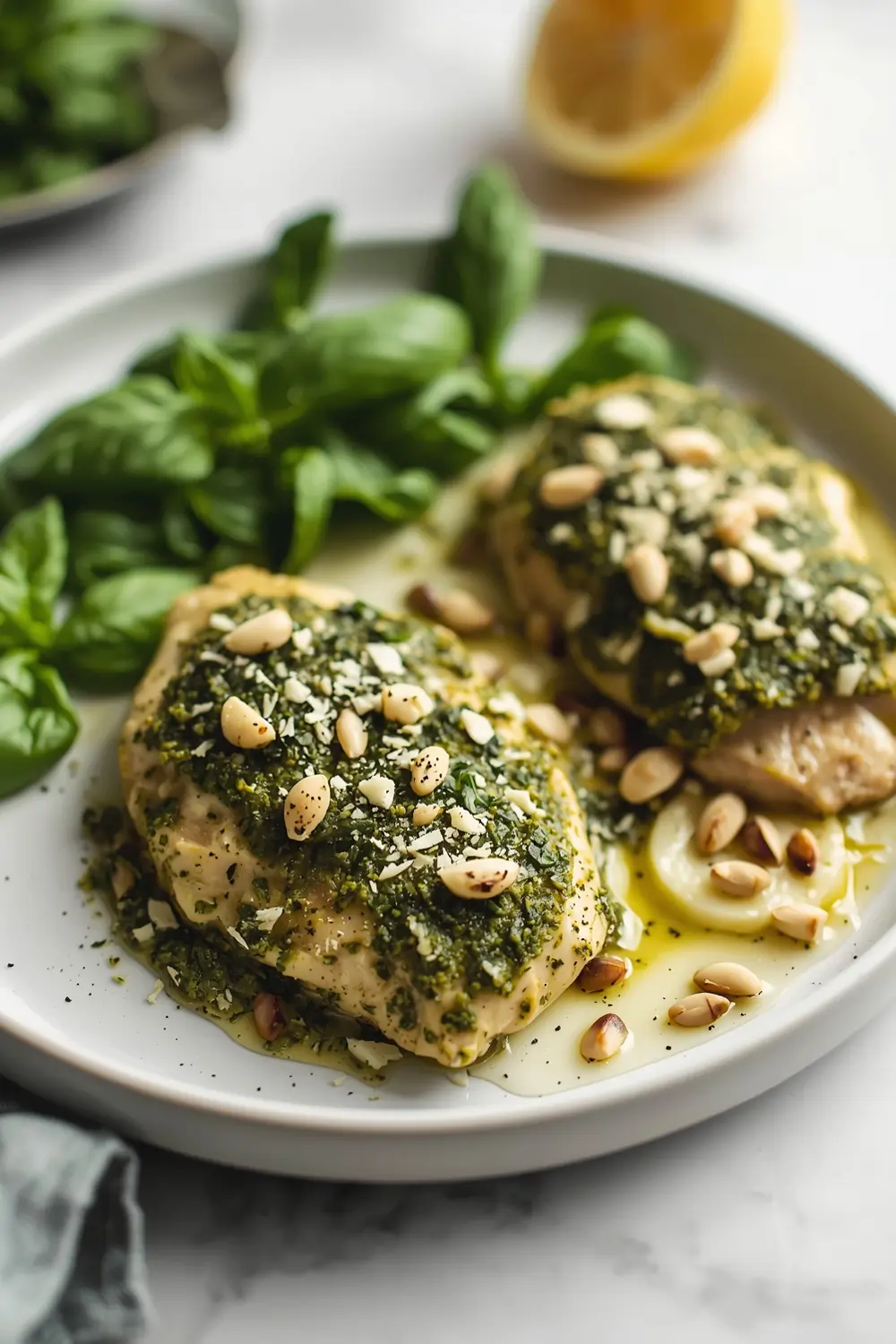pesto baked chicken crowd summer