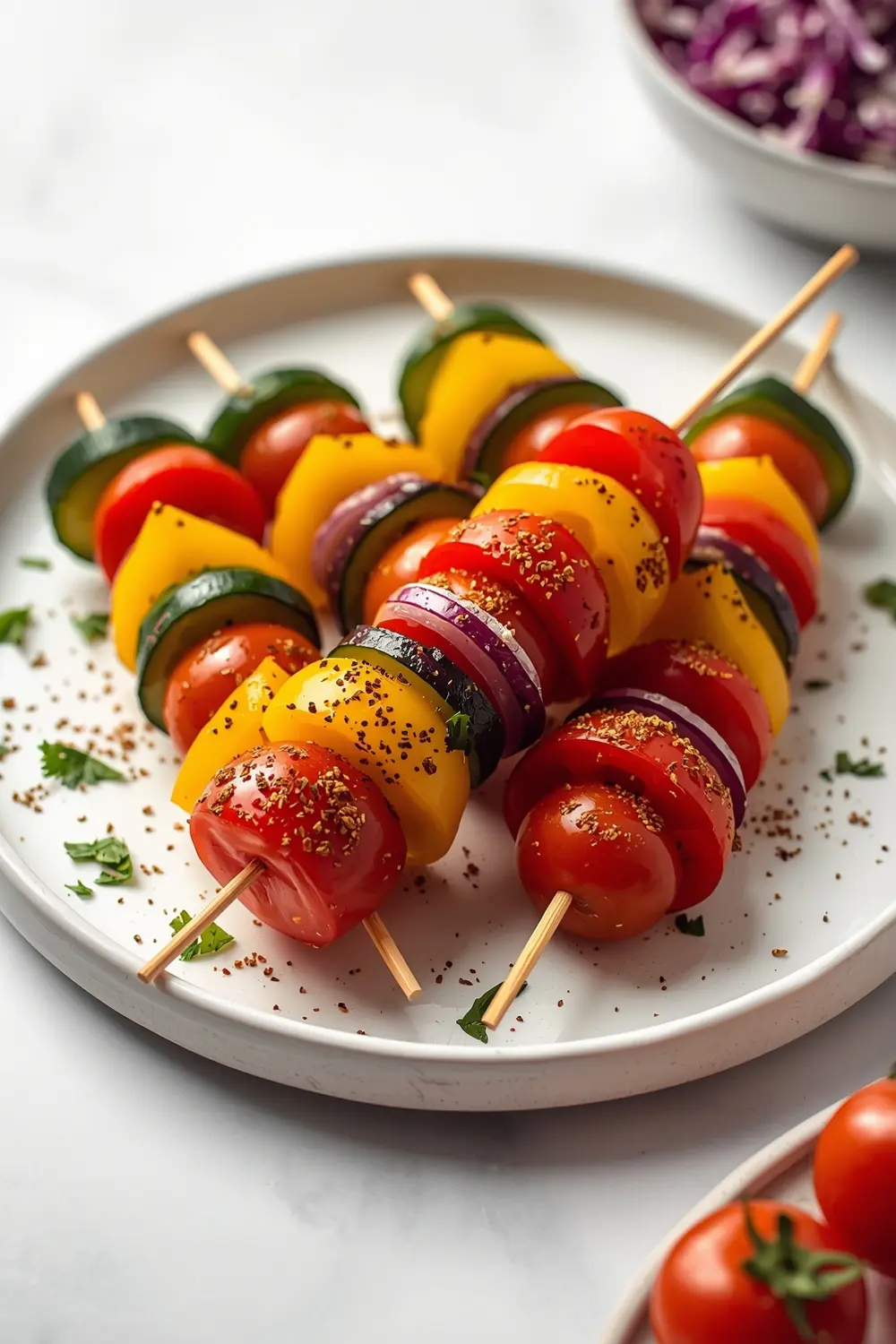 rainbow vegetable skewers crowd summer