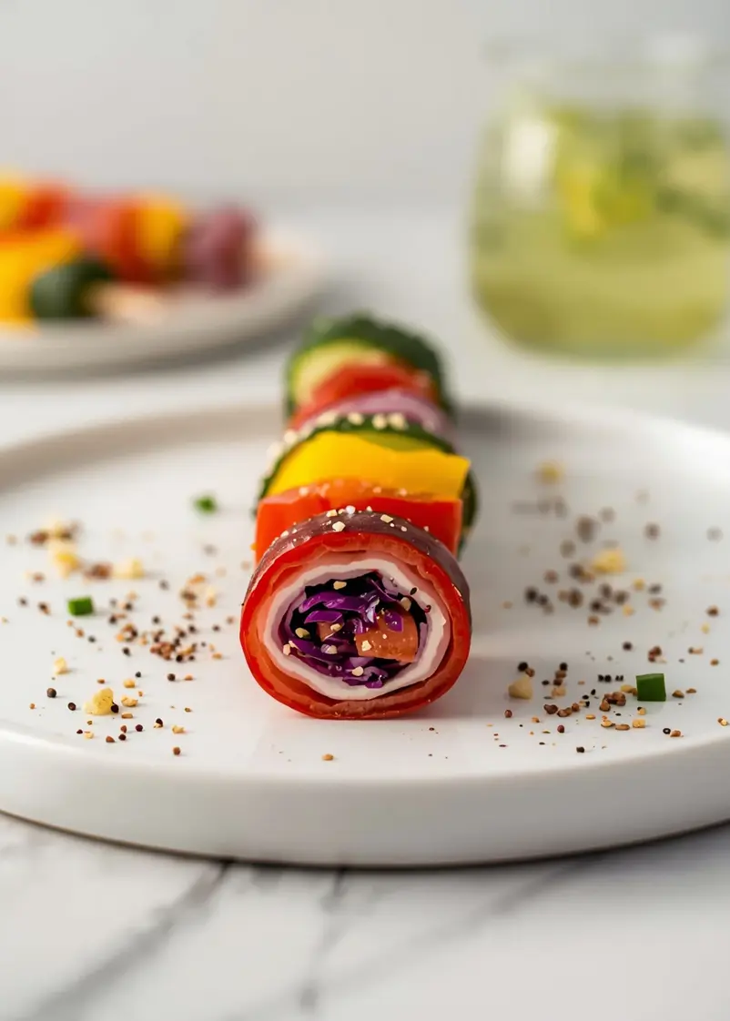 rainbow vegetable skewers crowd summer ready to serve