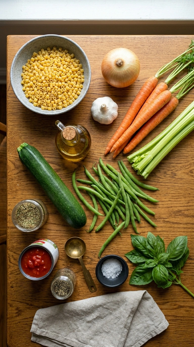 Ingredients for summer minestrone crowd recipe