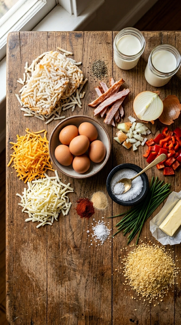 Ingredients for summer hashbrown casserole crowd