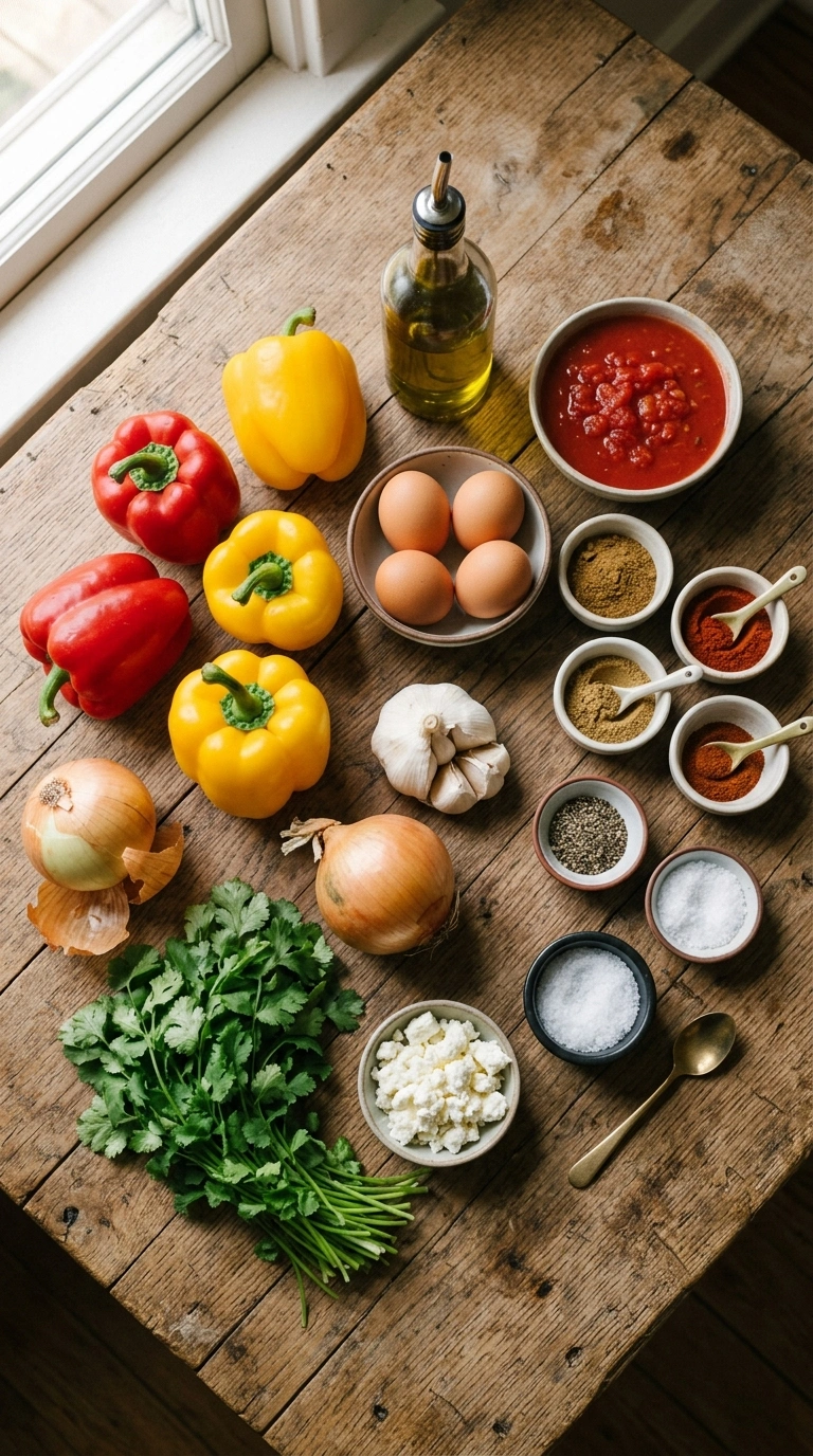 Ingredients for summer shakshuka crowd dinner