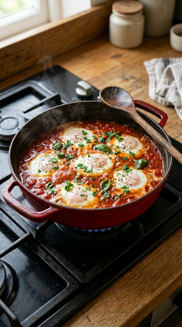 Cooking instructions for summer shakshuka crowd dinner
