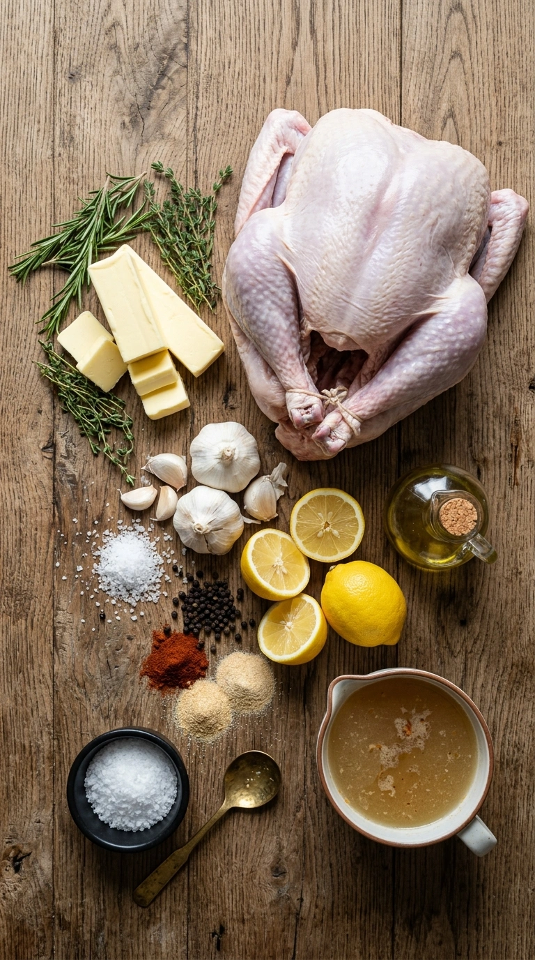 Ingredients for thanksgiving spatchcock turkey crowd