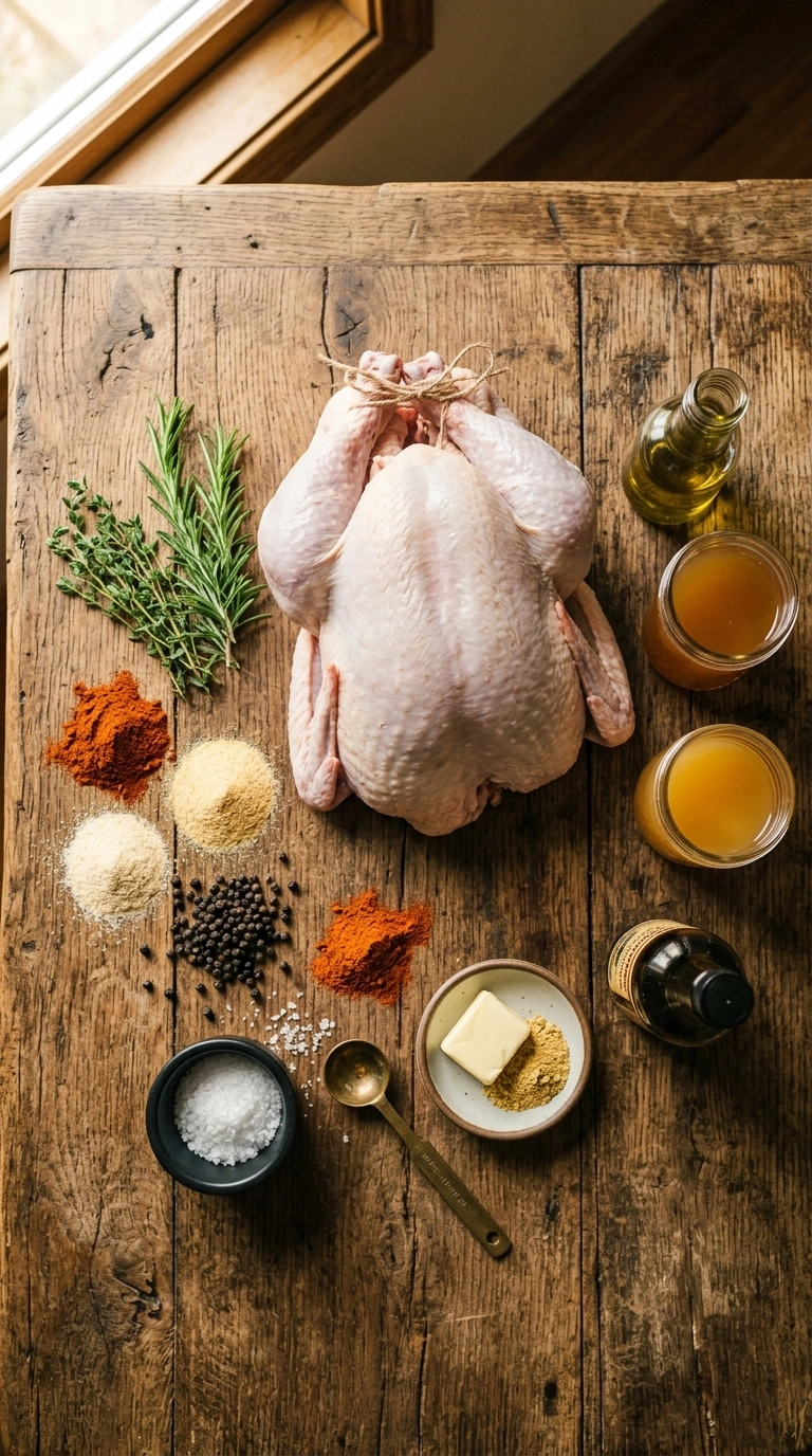 Ingredients for thanksgiving smoked turkey crowd