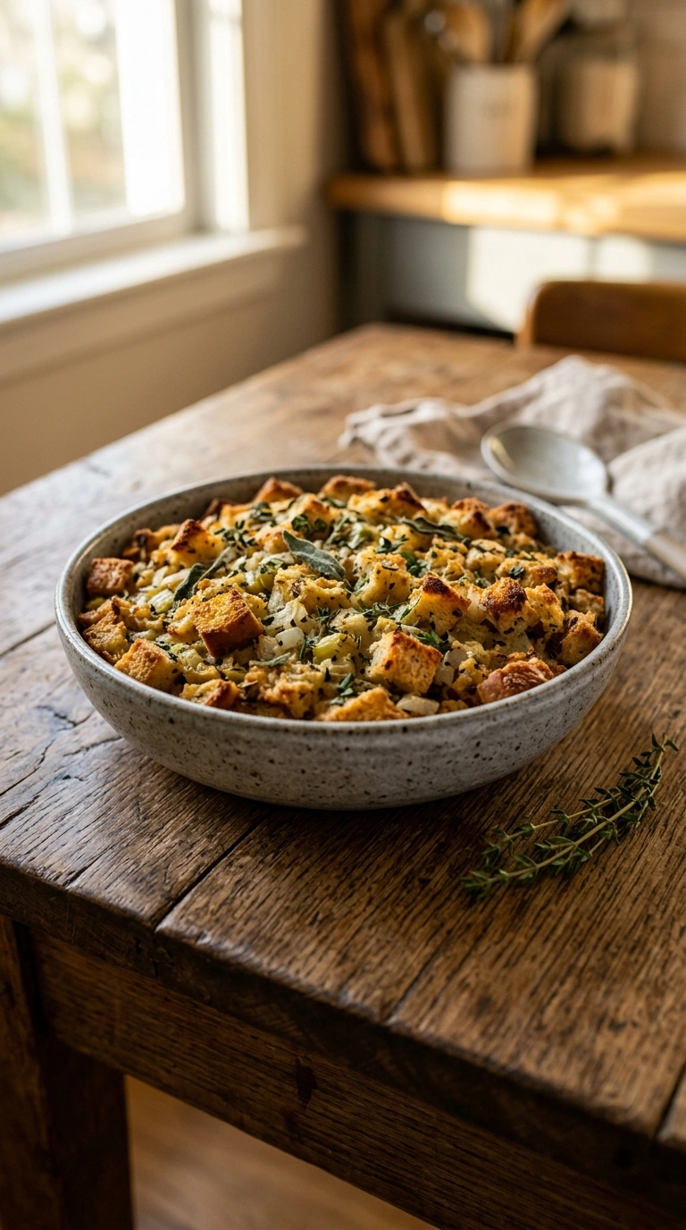 Classic Bread Stuffing That Disappears Fast at Every Thanksgiving Table