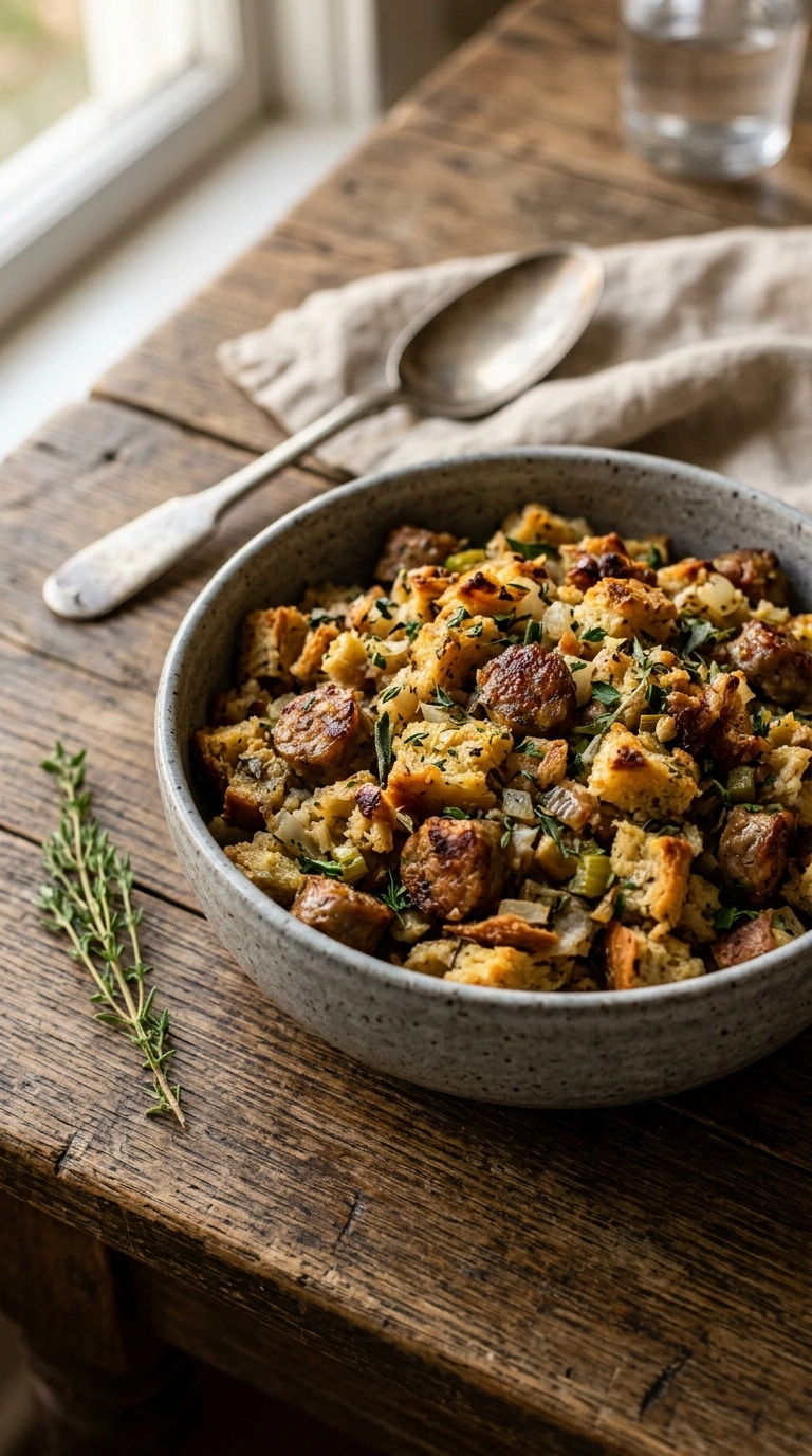 Sausage Stuffing Everyone Raves About at a Big Thanksgiving Dinner
