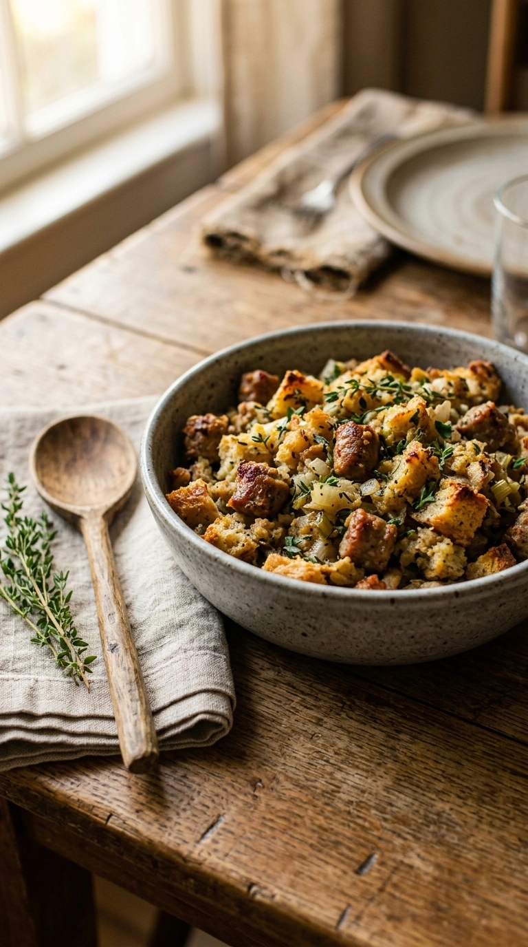 thanksgiving sausage stuffing crowd ready to serve